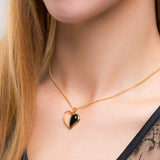 Heart Necklace in Silver with 24ct Gold and Black Onyx