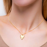 Textured Heart Necklace in Silver with 24ct Gold