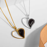 Heart Necklace in Silver and Black Onyx