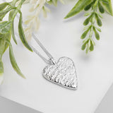 Textured Heart Necklace in Silver