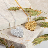 Simple Textured Heart Necklace in Sterling Silver