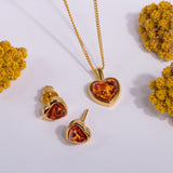 Sweet Heart Necklace in Silver with 24ct Gold and Amber