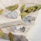 Textured Heart Stud Earrings in Silver