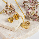Simple Textured Heart Necklace in Sterling Silver with 24ct Gold