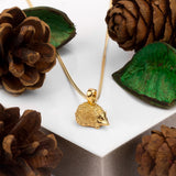 Cute Miniature Hedgehog Necklace in Silver with 24ct Gold