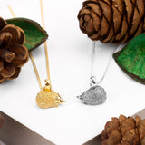 Cute Miniature Hedgehog Necklace in Silver with 24ct Gold