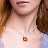 Perfect Circle Baltic Amber Necklace in Sterling Silver