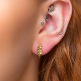 Holly Leaf Stud Earrings in Silver with 24ct Gold