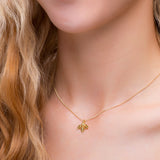 Miniature Holly Leaf Spig Necklace in Silver with 24ct Gold