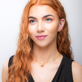 Holly Leaf Stud Earrings in Silver with 24ct Gold