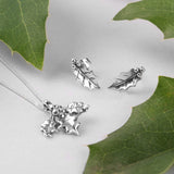 Holly Leaf Stud Earrings in Silver