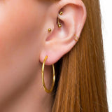 Simple Solid Hoop Earrings in Sterling Silver with 24ct Gold