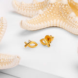Ichthys Fish Stud Earrings in Silver with 24ct Gold