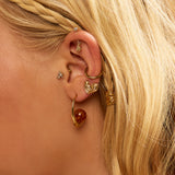 Fancy Heart Stud Earrings in Sterling Silver with 24ct Gold