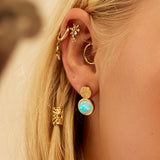 Double Circle Stud Earrings in Silver with 24ct Gold and Ethiopian Opal