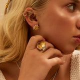 'Listen to your Soul' Statement Ring in Milky Baltic Amber & 925 Solid Sterling Silver
