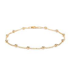 14ct Gold Plated Bead Chain Bracelet in 925 Sterling Silver