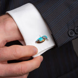 Kingfisher Bird Cufflinks in Silver, Turquoise and Amber