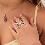 Free Spirit Flower Ring in Solid 925 Sterling Silver