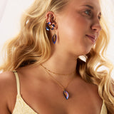 Long Leaf Necklace in Titanium & Sterling Silver with 24ct Gold