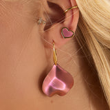 Heart Stud Earrings in Pink Titanium & Sterling Silver 24ct Gold