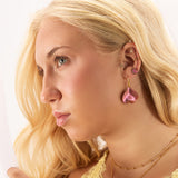 Heart Stud Earrings in Pink Titanium & Sterling Silver 24ct Gold