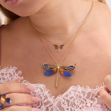 Statement Dragonfly Necklace in Titanium & Sterling Silver with 24ct Gold