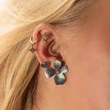 Abstract Daisy Flower Earrings in Blue Titanium & Sterling Silver 24ct Gold (Copy)