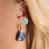 Round Stud Earrings in Blue Titanium & Sterling Silver 24ct Gold
