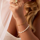 White Pearl Bracelet in 24ct Gold