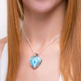Majestic AAAA Quality Larimar Heart Necklace - Natural Designer Gemstone