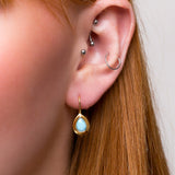 Classic Teardrop Hook Earrings in Silver with 24ct Gold & Larimar