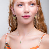 Leaf Motif Necklace in Silver and Peridot