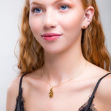 Large Solid Silver with 24ct Gold Single Leaf Necklace