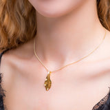 Large Solid Silver with 24ct Gold Single Leaf Necklace