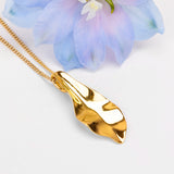 Large Solid Silver with 24ct Gold Single Leaf Necklace