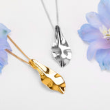 Large Solid Silver with 24ct Gold Single Leaf Necklace