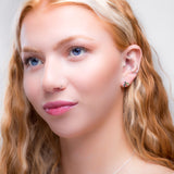 Tiny Leaf Stud Earrings in Silver & Peridot