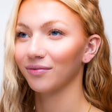 Tiny Double Leaf Stud Earrings in Silver with 24ct Gold