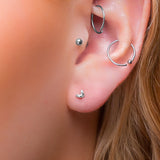 Tiny Double Leaf Stud Earrings in Silver