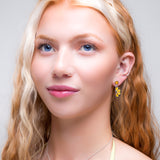 Lemon Slice Drop Earrings in Silver and Yellow Amber