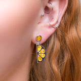 Lemon Slice Drop Earrings in Silver and Yellow Amber