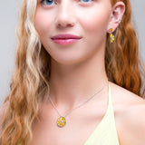 Lemon Slice Drop Earrings in Silver and Yellow Amber