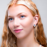 Large Lilac Flower Stud Earrings in Silver & Tanzanite