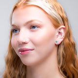 Small Lilac Flower Stud Earrings in Silver & Tanzanite