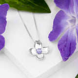 Single Lilac Flower Necklace in Silver & Tanzanite