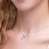 Single Lilac Flower Necklace in Silver & Tanzanite