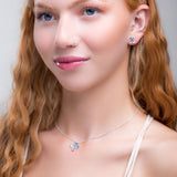 Single Lilac Flower Necklace in Silver & Tanzanite