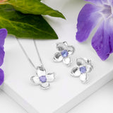 Single Lilac Flower Necklace in Silver & Tanzanite