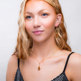 Lily Flower Drop Earrings in Silver with 24ct Gold & Amber